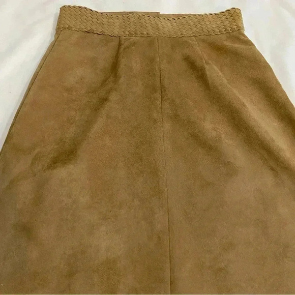 Mantle’s Suede A line knee length braided waist modern western cowgirl skirt 4P - Picture 4 of 8